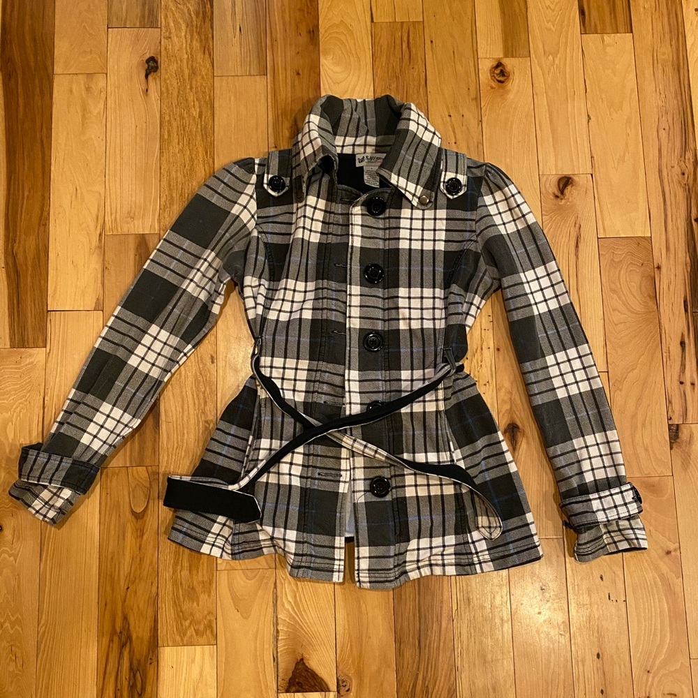 Grey, Blue and White Self Esteem Pea Coat Jacket